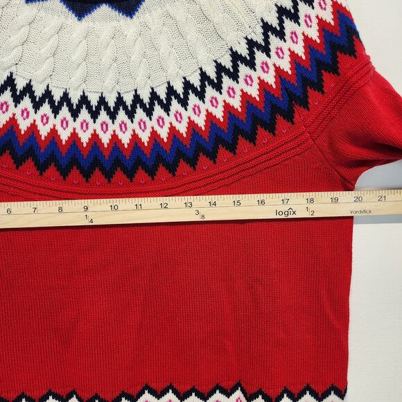 Charter Club Fair Isle Sweater Size M Red Blue White Argyle Neck Pullover Preppy - Picture 9 of 11